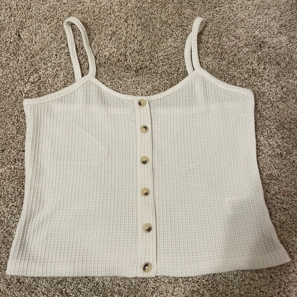 Paper Crane White Button-Down Crop Top